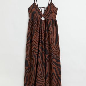 H&M brown zebra print drawstring detail dress